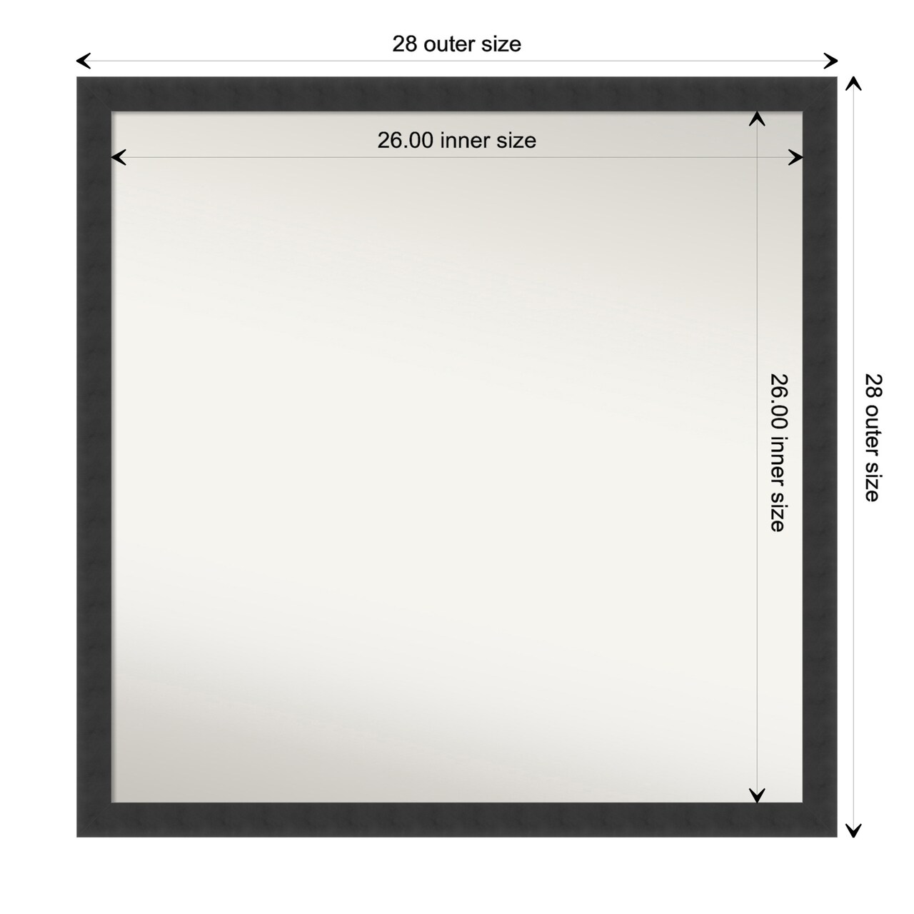 Amanti Art Non-Beveled Wood Wall Mirror, Mezzanotte Black Frame